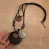 Colar de Metal Retro Laço Antigo Estilo Étnico Boêmio Simples Versátil Longo Pingente de Argola 2025