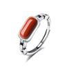 Yue Erxin South Red Agate Feminino Corrente Design S925 Prata Incrustada Prata Tailandesa Abertura Anel Retro Abertura Antiga