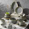 Conjunto Simples e Luxuoso de Tigelas e Pratos, Louça de Cerâmica de Alta Qualidade com Cor Sob Esmalte, Alto Valor Estético, Tigelas Domésticas, Tigelas para Sopa, Pratos de Jantar