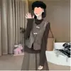 Traje de Moda y Alta Gama Estilo Coreano Talla Grande Invierno 2025 Gordo mm Nuevo Nicho Elegante Versátil Traje de Tres Piezas