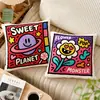 Almohada retro graffiti americana, cojín de dibujos animados con bloques de color dopamina, funda de almohada para sofá de sala de estar, cojín decorativo suave de moda