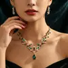 Conjunto de colar e brincos gota d'água exagerados personalizados transfronteiriço europeu e americano, joias de casamento nupciais modernas e requintadas para mulheres
