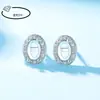 Configurações de Brinco Microincrustadas DIY Oval-Shaped Diamante Jade Cabochão Imitação Prata 925 Configurações de Zircônia