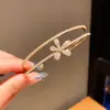 Nuevo Pulsera Abierta de Doble Capa Flor de Zirconia Estilo Chino, Pulsera de Lujo Ligero de Gama Alta, Joyería Simple de Moda Retro al por Mayor