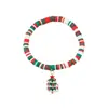 Joyería Transfronteriza Europea y Americana Navidad Pulsera de Cuentas de Arcilla Polimérica Suave Regalo Pulsera de Papá Noel Pulsera de Contraste de Color Festivo