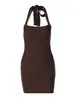 Nueva ropa de mujer transfronteriza de Amazon: vestido sexy y moderno de color liso, ajustado, sin espalda, con cuello halter y cierre