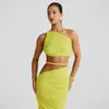 Moda Praia Férias Estilo Sexy Costas Nuas Torcido Ombro a Ombro Bodycon Alça Franzida Bodycon Conjunto de Duas Peças