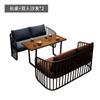 Combinación de mesa y silla de comedor de hierro forjado con asiento de tarjeta de cafetería de estilo industrial vintage, sofá, bar, barbacoa, restaurante occidental