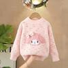 Suéter para Niñas Cuello Redondo Camisa de Punto para Abajo Nuevo Corazón Colorido Dulce Forrado de Felpa Engrosado Suéter Infantil