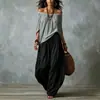 2026 Novo Conjunto Amazon Moda Casual Color Block Off-Shoulder com Calça Larga