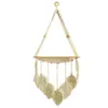 Estante para Macetas Tejido a Mano Estilo Bohemio con Borlas de Hoja y Flor Artesanía de Madera Decoración para el Hogar y el Dormitorio