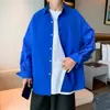 Camisa lisa masculina manga longa Primavera e Outono Nova tendência estilo coreano solta casual moda jovem casaco