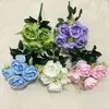 Ramo de 7 cabezas de rosa Austin Flores de seda de fábrica de alta gama directas Flores artificiales para exhibición en ventana del hogar