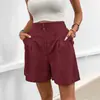Pantalones Cortos Casuales Simples Sueltos Nuevos de Verano para Exportación Europea y Americana, de Color Sólido Básico, de Cintura Alta Rectos para Mujer