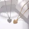 Colar Oco em Formato de Coração para Mulheres, Luxo Leve com Sensação de Alto Padrão, Corrente para Clavícula em Aço Titânio com Zircônia, Corrente para Suéter, Acessório Pingente de Design Exclusivo