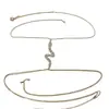 Nueva Cadena de Pecho de Serpiente con Pedrería Europea y Americana Sexy Moda para Discoteca Cadena Corporal Simple para Bikini Joyería de Pecho para Mujer