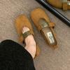 Zapatos de Boda Rojos Zapatos Mary Jane con Suelas Suaves, Diseño 2025, Zapatos Planos Nuevos de Gamuza Boca Baja para Primavera y Otoño