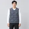 Pinghu Chixin Masculino 90 Veludo Novo Padrão Nacional Cor Sólida Novo Masculino Gola Redonda Gola V Colete Jaqueta de Penas Colete Jaqueta