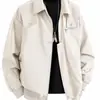 Jaqueta Masculina Transfronteiriça Estilo Workwear Americano Primavera e Outono Peça Externa Design Patchwork Personalizado Jaqueta Baseball Solta com Lapela para Casal