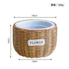 Vaso de flores de imitação de rattan, cesta de flores trançada, cesta de mão, cesta de arranjo de flores secas trançada em rattan, recipiente para flores de plantas verdes suculentas, vaso de flores de imitação de rattan para suculentas