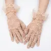 Luvas de Renda Multicoloridas para Noivas para Banquetes e Festas, Luvas Cerimoniais com Punhos de Renda, Malha Elástica para Fotos de Casamento