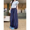 Pantalones casuales de secado rápido con cordón y diseño de estilo americano para mujer, nuevos pantalones de verano finos de cintura alta, adelgazantes, elegantes, de pierna ancha para el trabajo.