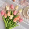 Tulipán de Simulación PU Sintético Flor Artificial Soportes Colores Boda Decoración Suave Fábrica de Arte Floral Suministro al por Mayor