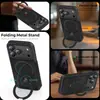 Funda magnética tipo armadura para Apple 18Promax con soporte giratorio, funda tipo libro de cuero para iPhone 17, anticaída 16