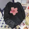 Feminino 100% Algodão Estampa Floral Retrô Manga Curta Gola Redonda