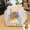 Tienda para mascotas, nido lindo de dibujos animados de gato y perro, adecuada para todas las estaciones, hecha de tela Oxford, semicerrada, proporciona una sensación de seguridad para los gatos