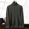 Nova coleção outono e inverno: suéter masculino de cashmere, cor sólida, gola alta discreta, suéter de lã, adequado para uso profissional, tamanhos grandes, pode ser usado como camada base