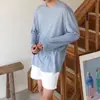 Camiseta de Verano, Primavera y Otoño para Hombre, Manga Larga, Blanca, Delgada, Estilo Coreano, Holgada, Moderna, Ins, Protección Solar, Camiseta Básica para Hombre