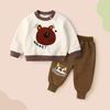 Conjunto de Moletom Jingqi para Bebê Primavera e Outono 2025 Nova Moda Roupas para Bebês e Crianças Roupas de Menino Moda Feminina Roupas de Primavera
