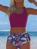 2027 Europeo y Americano comercio exterior transfronterizo nuevo Amazon traje de baño, bikini de dos piezas con tiras de cintura alta para mujer, en stock