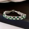 Pulseira Europeia e Americana Transfronteiriça Ultra Brilhante de Zircônia com Fivela de Flor de Camada Dupla, Pulseira de Luxo Leve de Alta Qualidade, Joia Elegante e Fashion para Mulheres