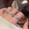 Anillo abierto geométrico cuadrado de circón bañado en oro real de 18k, exquisito y lujoso, sensación de alta gama, anillo versátil para el dedo índice