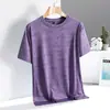 Nueva Camiseta de Verano para Hombre con Bloques de Color Estampados de Manga Corta, Seda de Hielo de Secado Rápido con Cuello Redondo, Camiseta Fina de Media Manga para Fitness