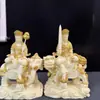 Manjushri e Samantabhadra Bodhisattva Esculpidos em Marfim 15*10*6cm Decoração de Mesa de Escritório Sala de Estar Artesanato Enfeites