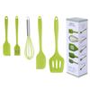 Juego de 5 utensilios de cocina de silicona antiadherentes, juego de pala y cuchara, batidor de huevos, cepillo de aceite, juego de pala y espátula para repostería y repostería.