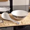 Estilo Europeo Hueso Porcelana Hortensia Azul Azul y Blanco 58 Piezas Olla Sopera Bol Plato para Pescado Bol de Arroz Cuchara para Sopa Plato de Cena Taza de Té Vajilla Fábrica Venta al por Mayor