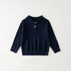 Gola Padre Manga Longa Gola Polo 2026 Novo Suéter de Lã Suéter Infantil Primavera e Outono Estilo Britânico Top Casual para Crianças Pequenas