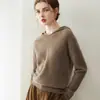 Sudadera con capucha de punto casual para mujer, 100% cachemir puro, para otoño e invierno, suéter de punto holgado, top adelgazante