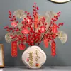 Ornamento de Vaso de Cerâmica para Residência Quente de Luxo Leve Decoração de Flores Artificiais para Sala de Estar Gabinete de TV Presente para Casa Nova