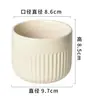 Maceta de Cerámica para Suculentas, Estilo Minimalista de Alta Gama con Rayas Verticales, Adecuada para Plantas Verdes y Cactus, Horneada a Alta Temperatura, con Agujeros de Drenaje