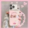 Funda de Pulsera de Gato de Lunares para Apple 17 Pro Max, Linda Caricatura para iPhone 15, Protección Completa Anti-Caídas para iPhone 16