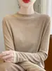 Top de Punto de Alta Gama Estilo Nuevo 2025 de Cuello Medio Alto Elegante para Mujer para Otoño e Invierno con Color Puro Aspecto Adelgazante