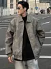 Chaqueta de Gamuza Casual Elegante para Primavera Otoño Solapa Americana Tallas Grandes Retro Chaqueta de Cuero para Motocicleta Hombre Top de Moda