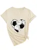 Amazon eBay sitio independiente casual a la moda versátil mujer corazón de fútbol cuello en V manga corta camiseta camiseta básica para comercio exterior