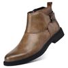 Botas Martin de cuero para hombre de invierno, talla grande 45, botas británicas con cremallera lateral 46, botas Chelsea con forro polar talla pequeña 37, talla 47, talla 48