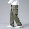 Calça Casual Masculina de Verão Tendência Simples Versátil Solta Bolso Grande Cordão Moda Masculina Roupa de Trabalho Esportiva Casual